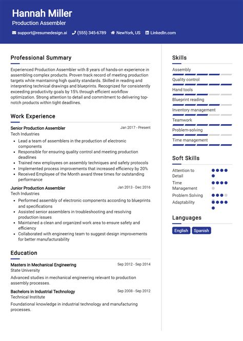 assembler resume examples|Assembler Resume Examples for 2024 (Template & Guide) .